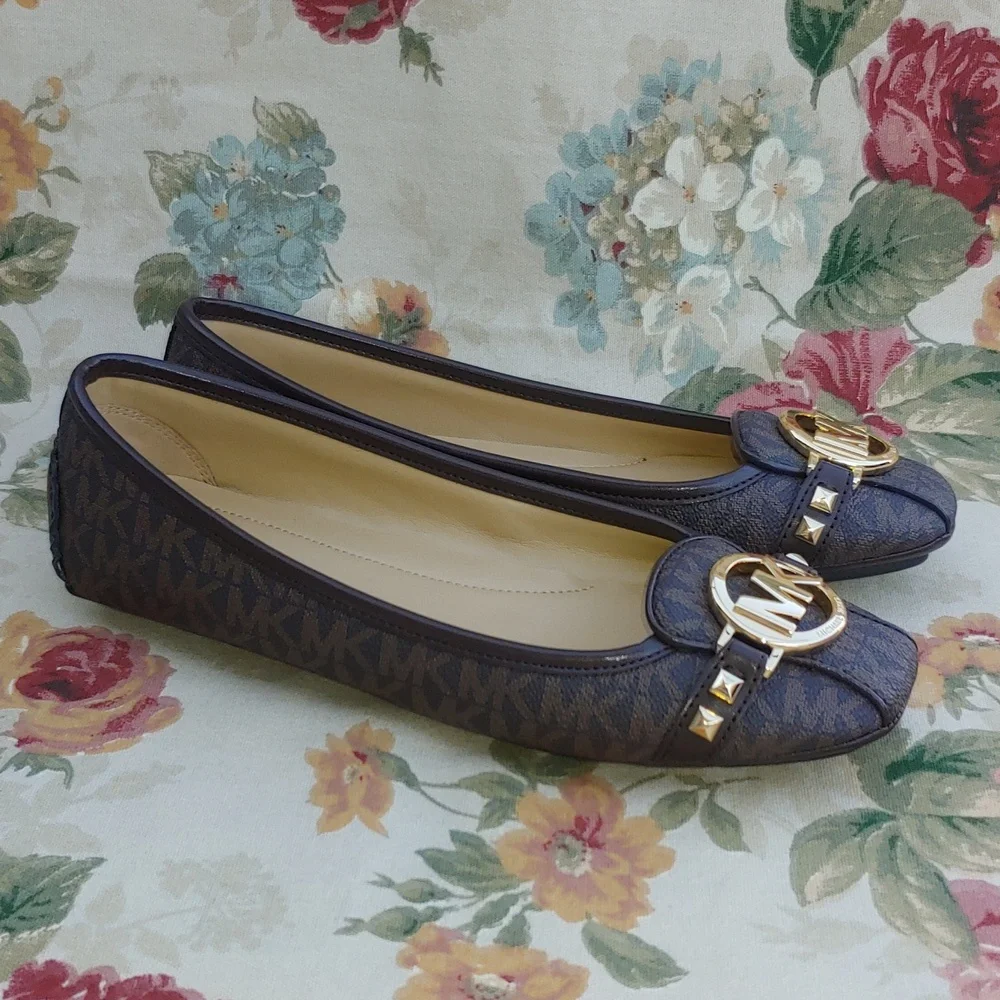Michael Kors Fulton Studded Mocassin Flats in Brown with MK Logo Women's 7.5 - Picture 13 of 17